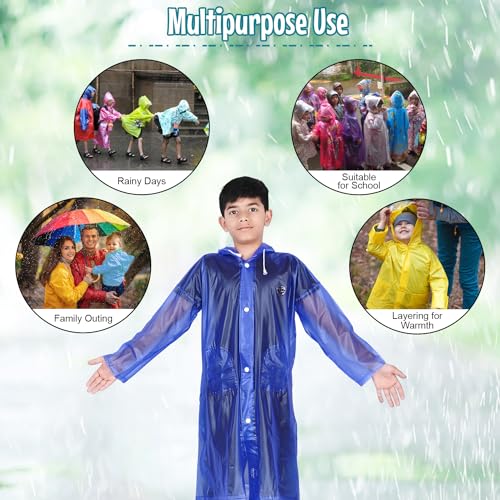 Image of HACER Ferrari Raincoat for 13 to 14 Years Old Kids Waterproof Full Length Hood & Pockets Boys and Girls Rainwear Carry Bag Included- (Random Color, Size- 42, 1 Pc)