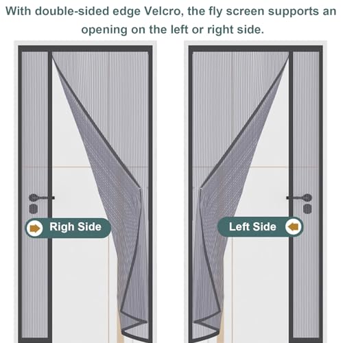 FLYAMAPIRIT Magnetic Fly Screen Door Curtain, Grey, Mosquito Repellent Net, Door Gate, Side Opening, Fly Curtain for Basement Door, Patio Door, Sliding Door, Balcony Door, Living Room, etc. - Image 3