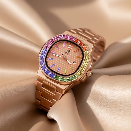 Image of Carlton London Grace Women Analog Watch, Round Dial, Stainless Steel Strap, Quartz Movement, Multi Color Strap, Date Display, 30M Water Resistant