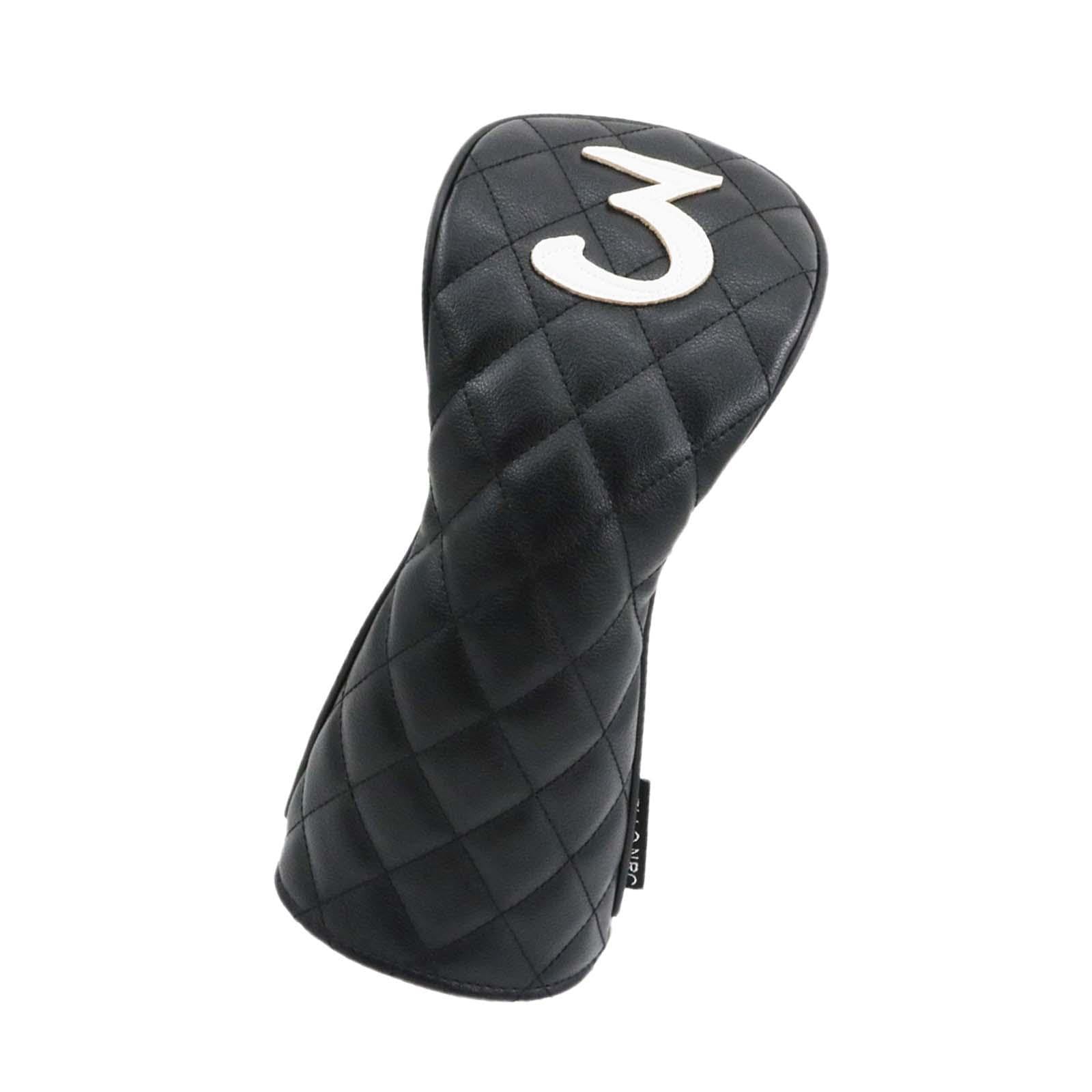 Golf Wood Headcover Long Neck Golf Wood Head Cover for Outdoor Sports Adults No 3 Black
