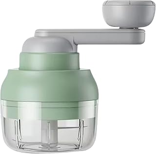 Picadora manual de ajos, mini cortador de verduras portátil, 100 ml, molinillo de nueces, picadora de cebolla, máquina de alimentos para bebés, apto para frutas, carne, patatas, etc. KzQ904 (verde,