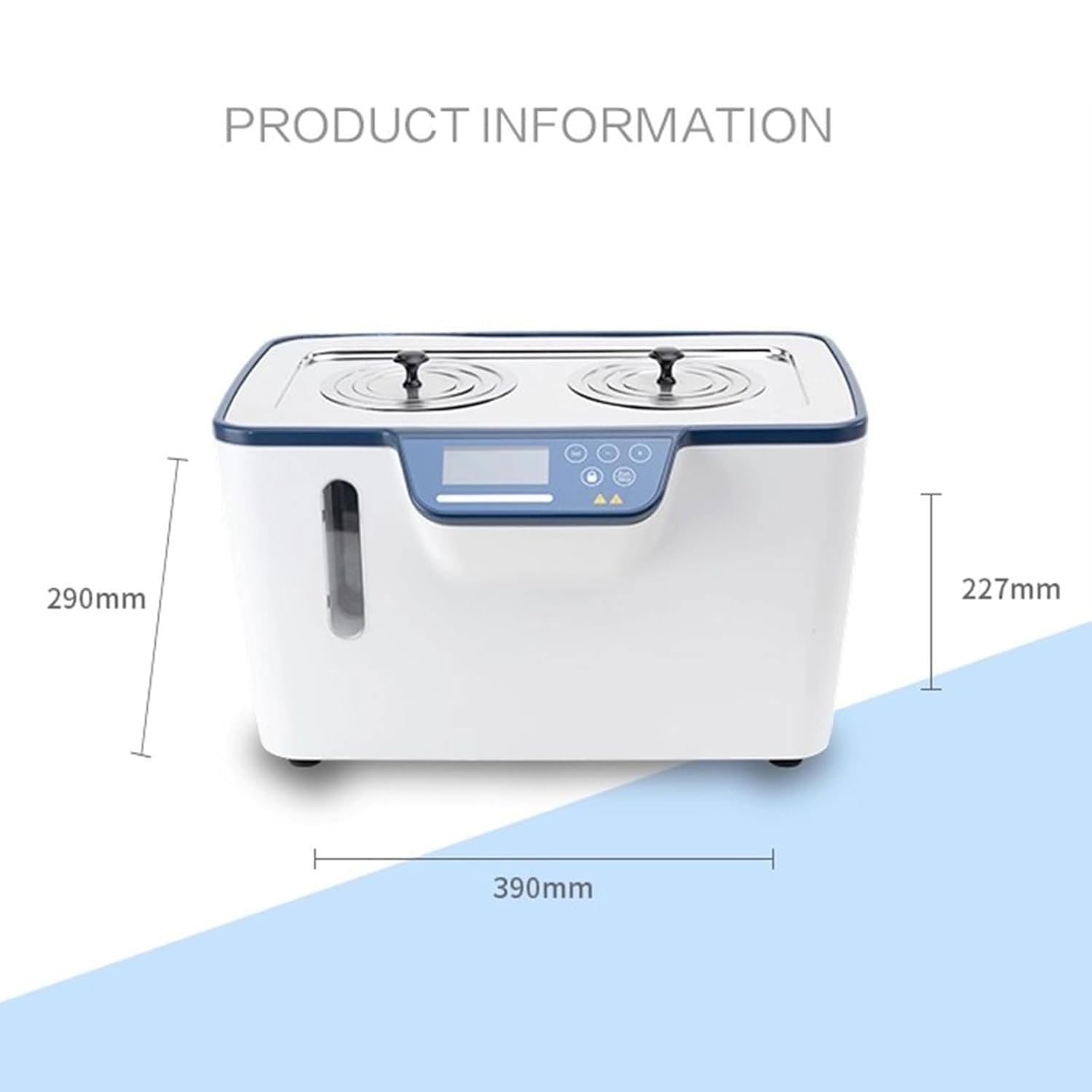 Baño María termostático de laboratorio, 800 W, pantalla LCD, tanque interior de acero inoxidable de 5 L, temporizador de 1 min a 99 h 59 min, protección contra quemaduras en seco, 2 salidas de agua