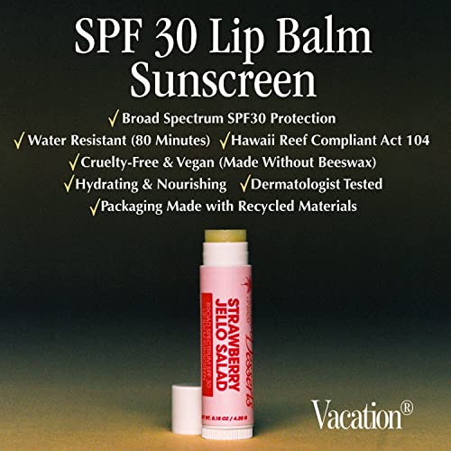 Vacation Strawberry Jello Salad Spf 30 Sunscreen Lip Balm (Pack Of 3)- Water Resistant Vegan Lip Balm Made Without Beeswax - Lip Balm With Sunscreen - Lip Balm Spf - Lip Balm Set - Lip Sunscreen #TOP2