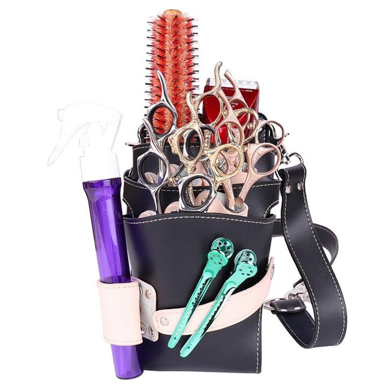 Sac pour matériel de coiffure Sac de ciseaux à cheveux pliable, étui à peigne, sac de taille, sac messager, support de pochette, étui for ciseaux de coupe de cheveux de salon de coiffure, sac de barbi