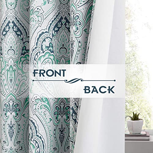 Kgorge Curtains 84 Inch Length - Blackout Curtains For Bedroom Farmhouse Curtains Damask Geometry Medallion Backdrop For Dining Living Room Rv, Biscay Green, 52 Wide X 84 Long, 2 Pcs #TOP2