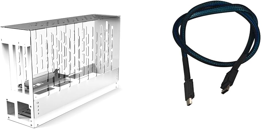 JMT PCIe 4.0 X16 to Oculink SFF-8612 eGPU Graphics Card Docking Station 64GB/s External GPU Enclosure Support Small 1U / Flex Power Supply (Acrylic,AC7 38 * 35 * 14cm)
