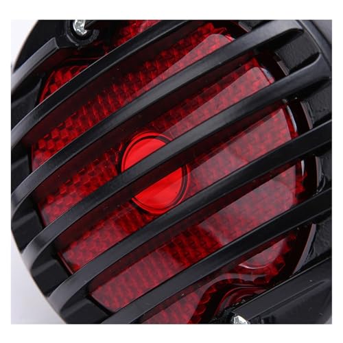 Feu arrière rond pour moto en acier robuste avec support de plaque d'immatriculation - 2