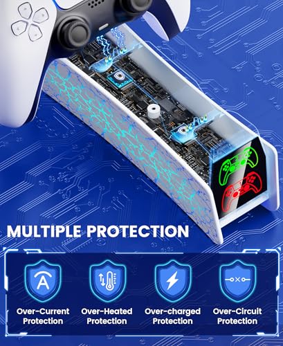 Image of Charging Station for P S5 Controller, Fast DualSense Charger Dock with RGB Touch Control, Controller Indicator Light Stand Compatible with PlayStation 5 Dualsense Edge Accessories