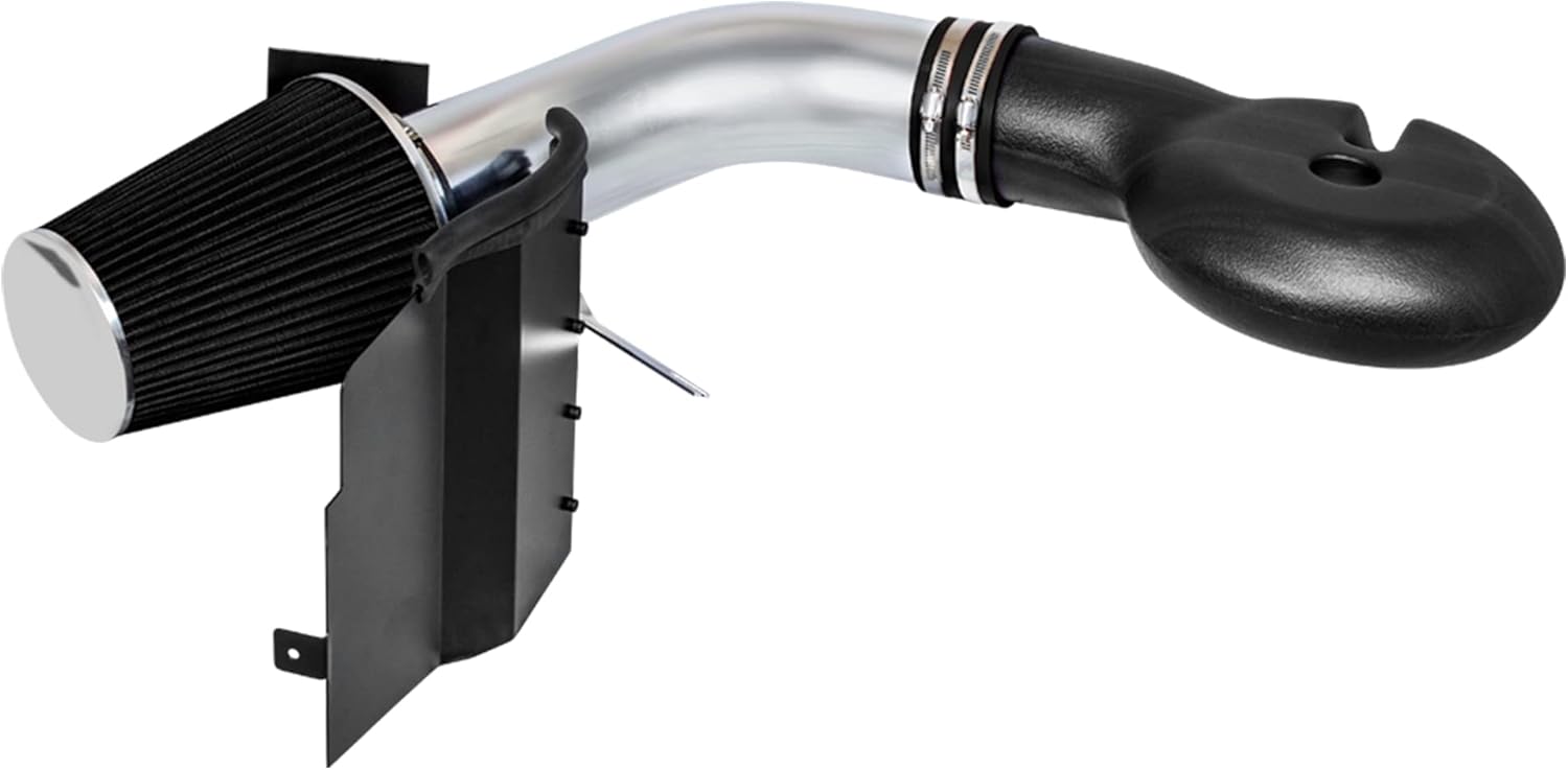 Cold Air Intake System with Heat Shield Kit + Filter Combo BLACK Compatible For 97-98 Dodge Dakota V8 5.2L/5.9L / 98-03 Dodge Durango V8 5.2L/5.9L