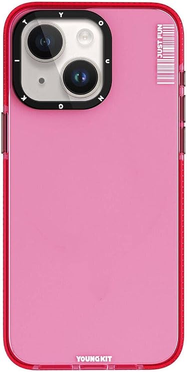 Youngkit iPhone 15 Kılıf Pürüzsüz Düz Arka Yüzey YoungKit Crystal Color Serisi Kapak Pembe