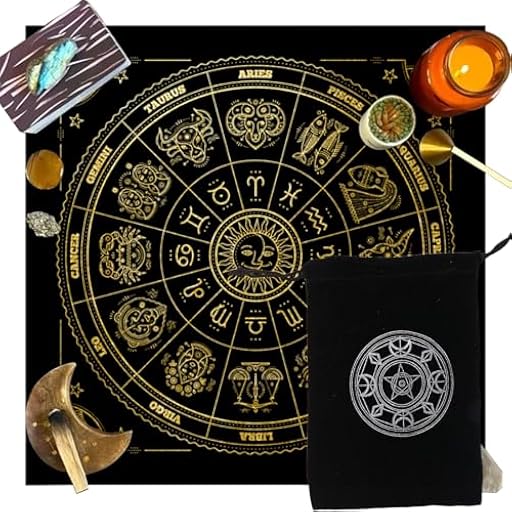 PYEUIFT Tarot Tapete Tarot 75x75cm, Tapete Cartas Tarot, Cartas del Tarot, Altar, Tarot Divinatorio für Practicar Cartomancia con Pendulo Divinatoire mit Bolsa de Almacenamiento | Ya disponible en tu tienda friki favorita! En mundofriki.es!