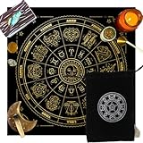 PYEUIFT Oracle Tapis de Tarot 75x75cm, Tapis Voyance, Tapis Oracle, Tarot Divinatoire, Cartomancie für Pratiquer avec Cartes Tarot et Pendule Divinatoire mit Sacoche