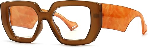 Breaksun Gafas de luz azul con marco grueso para mujeres y hombres, anteojos cuadrados de gran tamaño para juegos de computadora