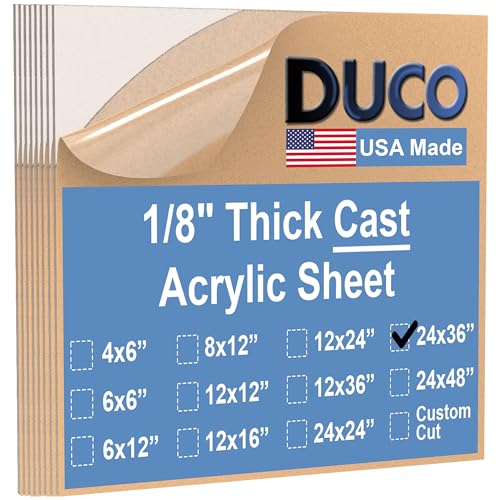 Image of Duco Clear Cast Acrylic Sheets 1 /8 inch (3mm) Thick 24 inch x 36 inch - 8 Pack of USA-Made Transparent Plexiglass Sheet - Shatter Resistant Acrylic Board for Window Replacements, Displays, Signs, & Barriers