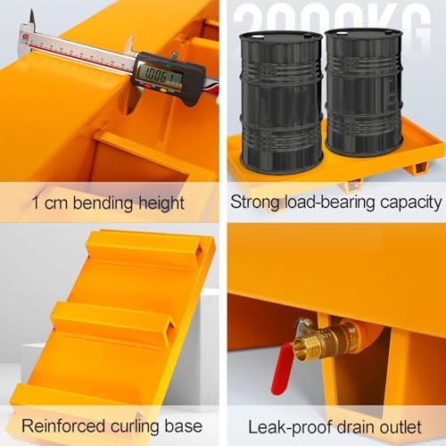 Spill Containment Platform, Drum Containment Spill Pallet, Detachable Steel Modular Platform for Garage and Warehouse