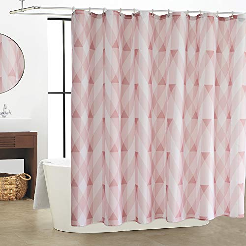 WestWeir Geometric Fabric Shower Curtain - Blush Pink Waterproof for Bathroom Size 72 inches x 72 in - //coolthings.us