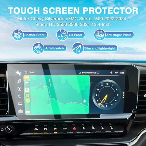 Karltys 2 Packs Screen Protector for 2022-2025 2026 Chevy Silverado GMC Sierra 1500 2500HD 3500HD, 13.4-Inch Tempered Glass Screen Cover for Cheverolet Silverado Touchscreen Film [No Glare - 1