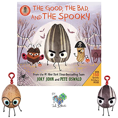 The Bad Seed Presents The Good, The Bad, and The Spooky by Jory John Halloween Sticker Book with The Good Egg / Bad Seed Plush Backpack Pull (an Educational Gift Set of Creative Thinking )