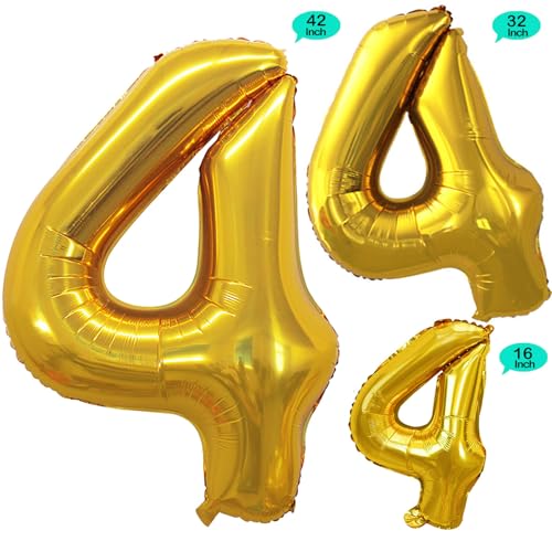 image for GOER Gold Foil Balloons Number 4,Huge Number Balloons for 4th 44th Bir