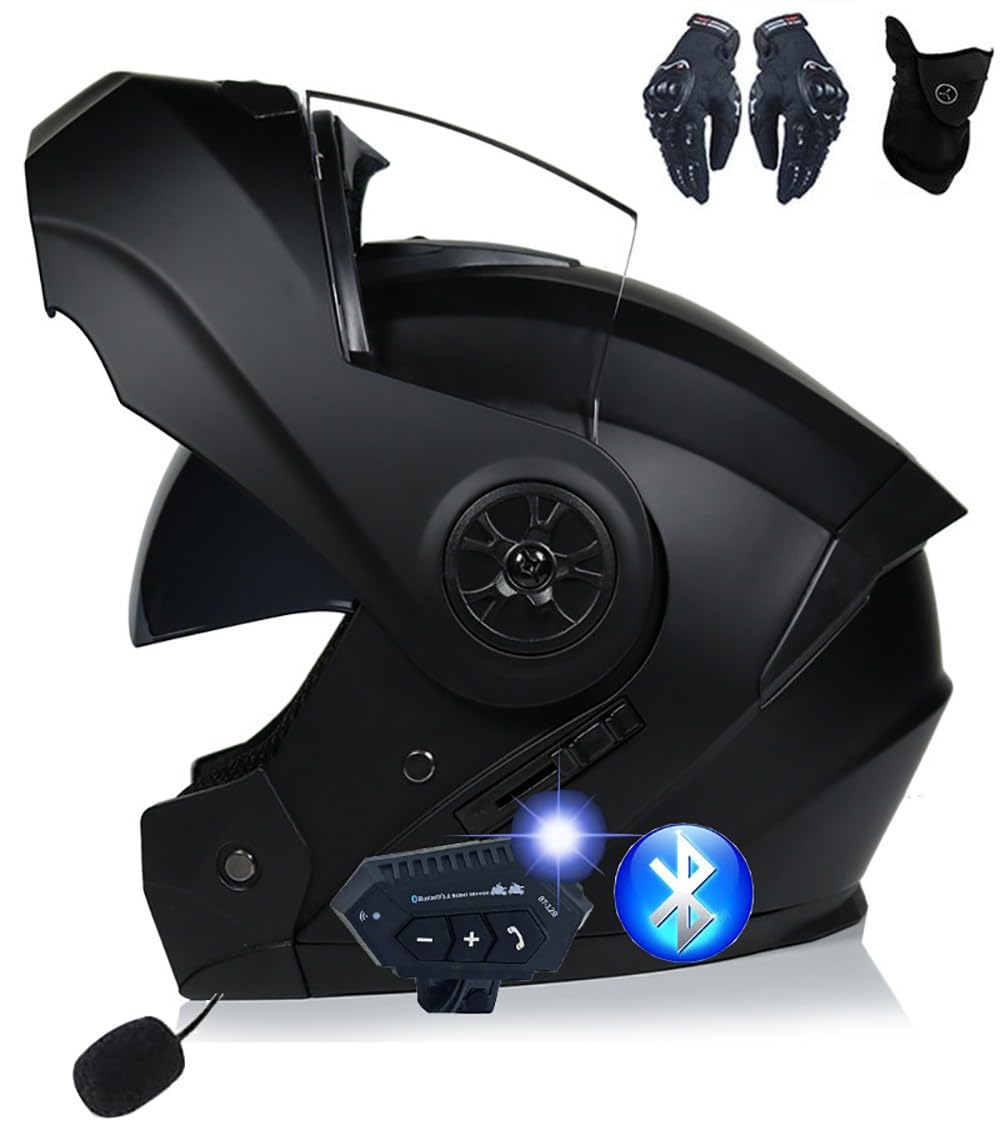 Casco Modular Motocicleta Bluetooth Cascos para Adultos Mujeres Y Hombres, Cara Completa Flip Up Moto Casco con 150m Intercom Bluetooth Auriculares, ECE Aprobado