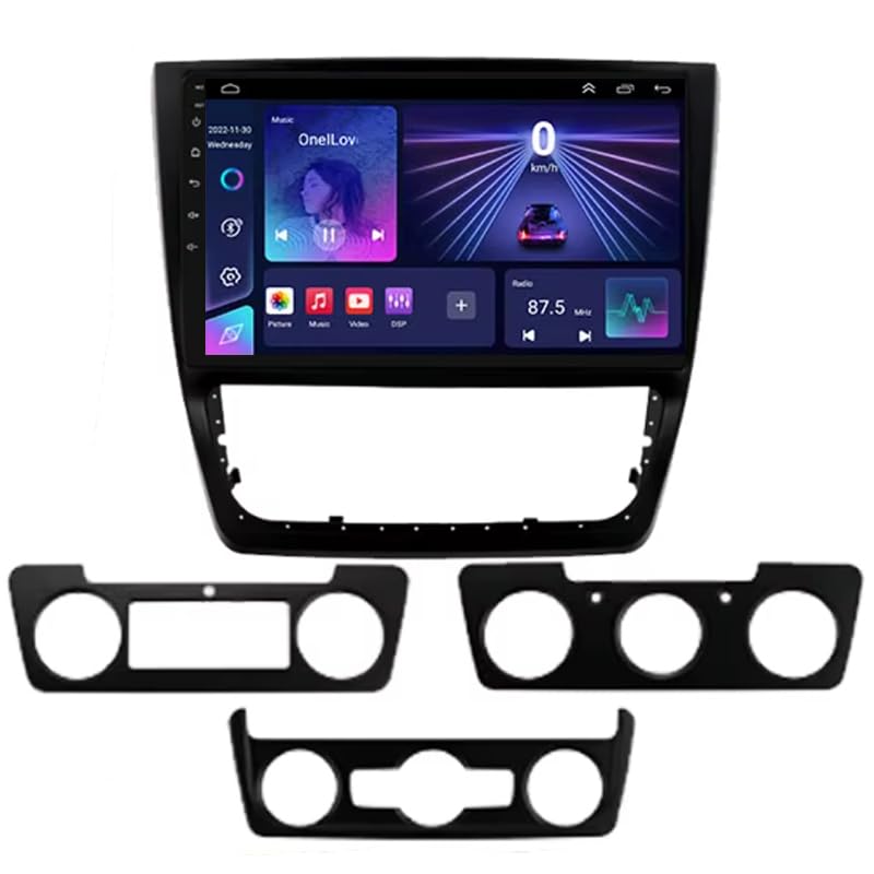 Pantalla Android 15 para Skoda Yeti de viaje en carretera con mapas y música integrados