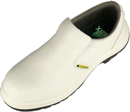 DDTX Mens Slip-on Work Shoes Metal Free Smash-Proof S2 SRC Slip Resistant Chef Shoes Black