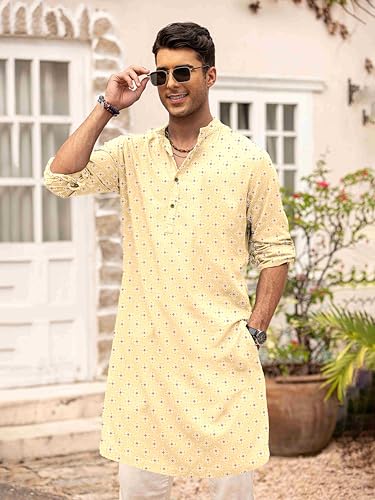 Image of BE ACTIVE Cotton Kurta for Men | Traditional and Classy Design | Indian Kurta | Full Sleeve Kurta