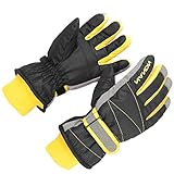 XTACER Kids Ski Snow Gloves Snowboard Winter Warm Cold Weather Gloves for Boys Girls Children (Black