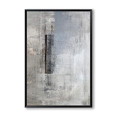 Lienzo abstracto gris y blanco de 50x70cm para decorar un salón minimalista moderno y luminoso 4