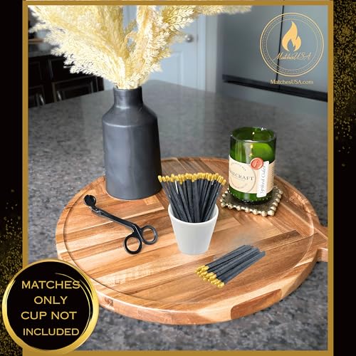 Image of 200 Count | 4 inch Long Gold & Black Matches | Color Safety Match Bundle (4 inches) | Replacement Refill Long for Fireplace & Candles | Wooden Wood Matchsticks