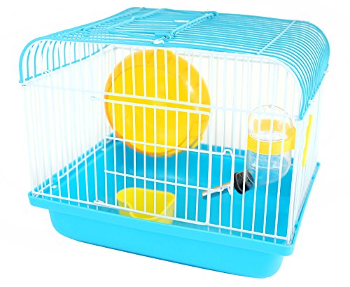 BPS(R) BPS bps-1257 Hamster Cage with Wheel Feeder, 22.5 x 17 x 19 cm, blue