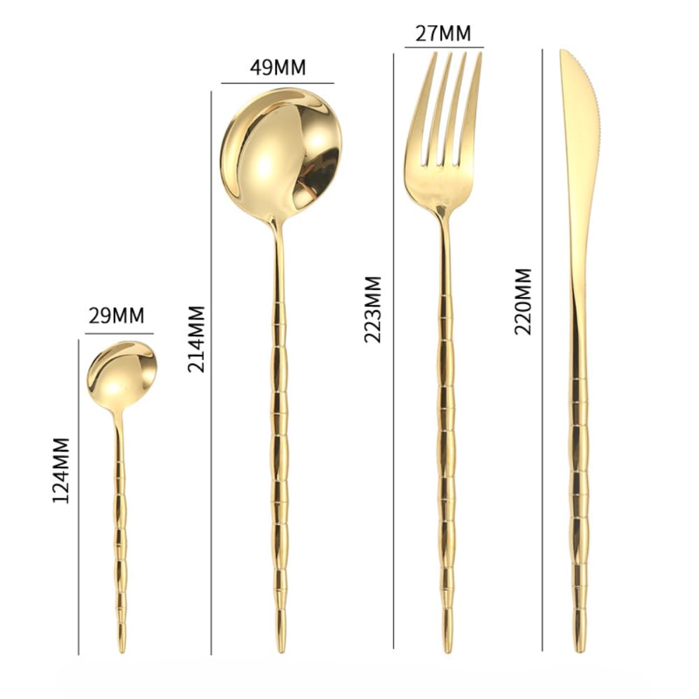 Knuckle Handle Kitchen Stainless Steel Silverware Tableware Flatware Cutlery Set Steak Knife Fork Spoon Teaspoon (Silver,4 pieces)