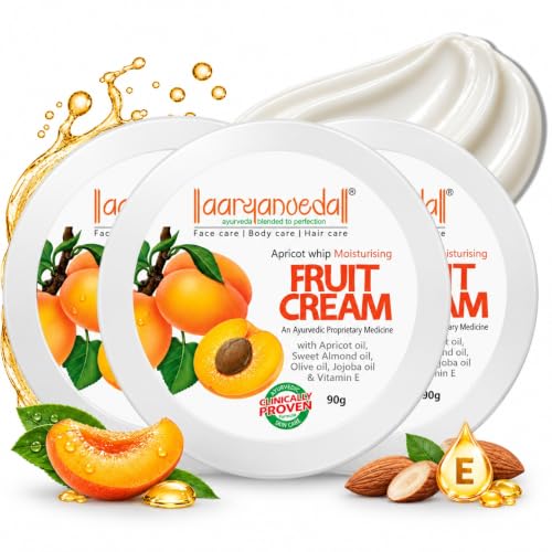 Image of Aaryanveda Apricot Whip Moisturizing Fruit Cream 48Hrs Moisturization | Lightweight | Deep Nourishment | Skin Brightening | Radiant Glow | Normal to Dry Skin | Daily Use 90g (Pack of 3)