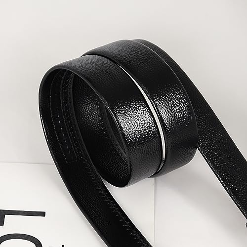 Image of Aurolran Men&Womens Leather Dress Belt Business Automatic Buckle Belt Color-Black Silver Gold