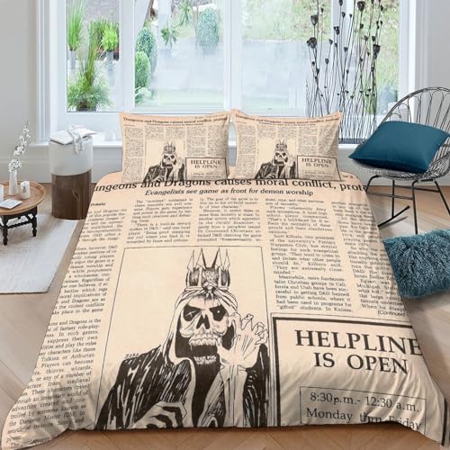 Housse de couette 3D imprimé crâne en microfibre supérieure king size 220x240