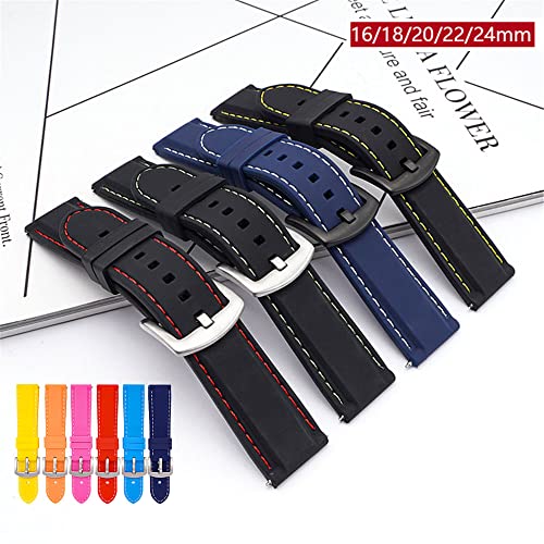 ZXF Horlogebanden, 16mm 18mm 20mm 22mm 24mm Sport Siliconen Watch Band Universele Quick Release Polsband Band Bracelet (Band Color : Red B, Band Width : 18mm) - Afbeelding 3