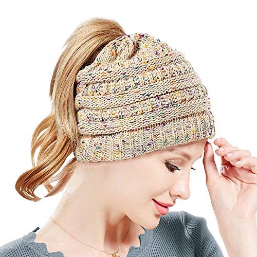 SWEDREAM Sombrero Invierno Gorros de Punto Gorras para Mujeres Crochet Cálido Suave Sombreros de Esqui (Beige)