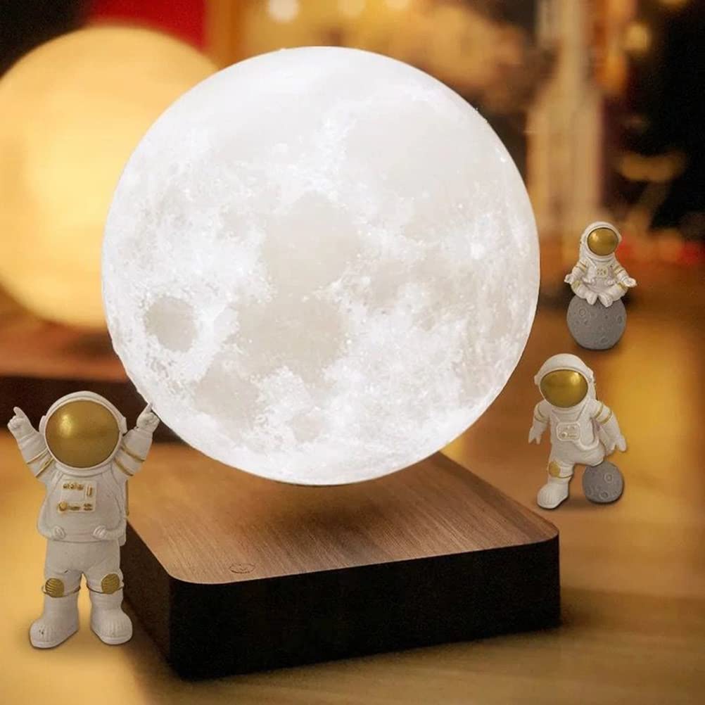 Lámpara de luna flotante magnética Lámpara de mesa LED Regulable al tacto, Madera Lámpara de Cabecera luz nocturna para dormitorio Habitación infantil Decoración de oficina, Regalos creativos,Marrón