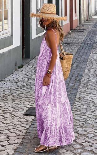 Image of PRETTYGARDEN Women Summer Dresses 2026 Spaghetti Strap Scoop Neck Floral Maxi Dress Flowy Boho Long Sundress with Pockets