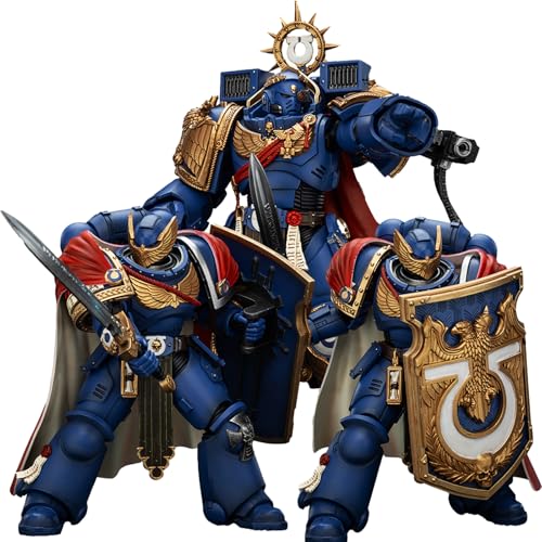 JOYTOY Warhammer 40K Ultramarines 1/18 Action Figures Ultramarines Marneus Calgar Victrix Honour Guard with Storm Shield and Power Sword 3PCS Model Collection