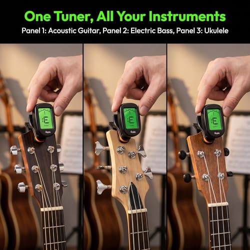 Image of Guitar Tuner Clip on-Accurate Chromatic,Acoustic Guitar Bass Violin Ukulele Tuner (GuitarTuner 2Pack)
