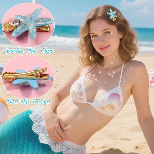 Pinza para cabello con diseño de sirena y pegatinas miniatura 2