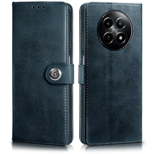 Image of Fastship Realme RMX3997 /12x /12 5GFlip Cover Full Protection Imported TPU Wallet Button Magnetic Book Leather Flip Cover Compatible Model for Realme C65 5G - Blue