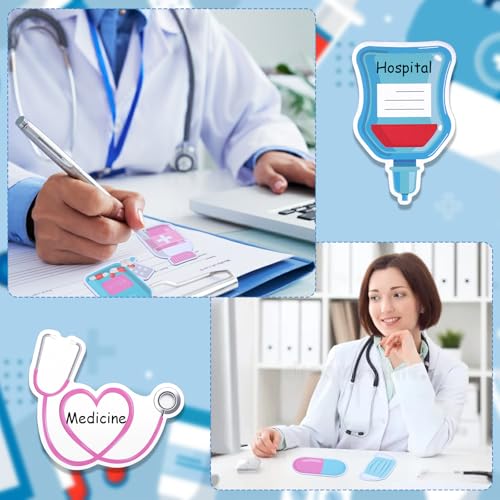 Qianyu 12 Stück Krankenschwester Haftnotizen Set Niedliche Medizinische Thema Selbstklebende Notizblöcke Haftnotizen Selbstklebende Sticky Notes Farbig Notizblöck für Aufzeichnungen Checklisten