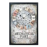 ORICALCHASM Orologio da parete a pendolo, numeri romani, orologio da parete con ingranaggi rotanti in metallo, 28x6x40 cm