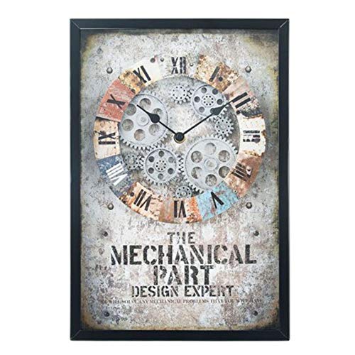 振り子式壁掛け時計、ローマ数字メタル回転ギア壁掛け時計 28x6x40cm
