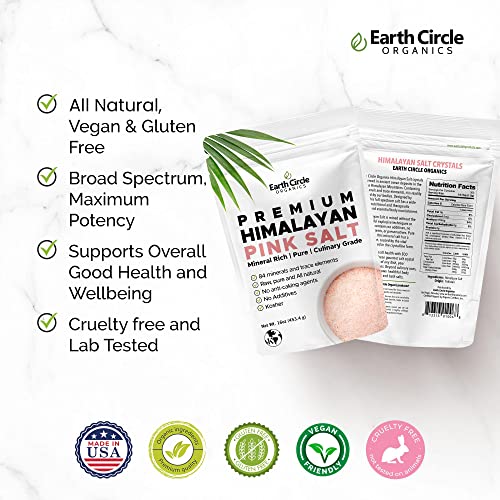 Earth Circle Organics Premium Himalayan Pink Fine Grain Salt, No Anti-Caking Agents, Pure Culinary Grade - Kosher, Nutrient And Mineral Dense, 1 Pound #TOP4