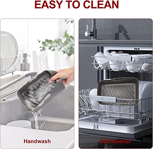 MONVIE Air Fryer Silicone Liners for Ninja DZ201 Foodi Dual 8QT, 2Packs Reusable Air Fryer Accessories with Mitts, Non-stick, Dishwasher Safe, BPA Safe-Gray