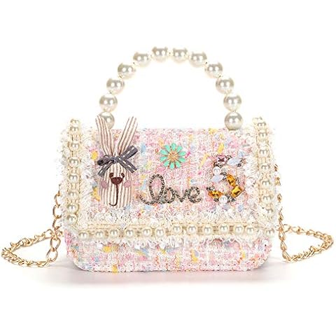 Kids Toddlers Shoulder Bag,Little Girls Children's Sling Bags Cute Bowknot Princess Cross body Bags Baby Purses Mini Pearl Handbag 2-5 Years Old (pearl pink) Cover