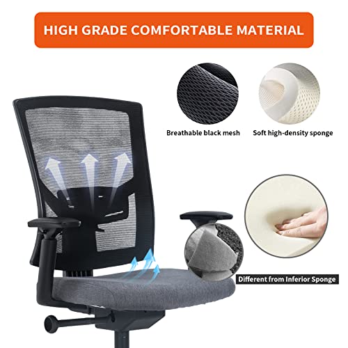 Clatina Ergonomic Mesh Chair With Adjustable Armrests And 4D Lumbar Support, Office Desk Chair Computer Task Chair With Tilt Function And Sponge Cushion, Black #TOP4